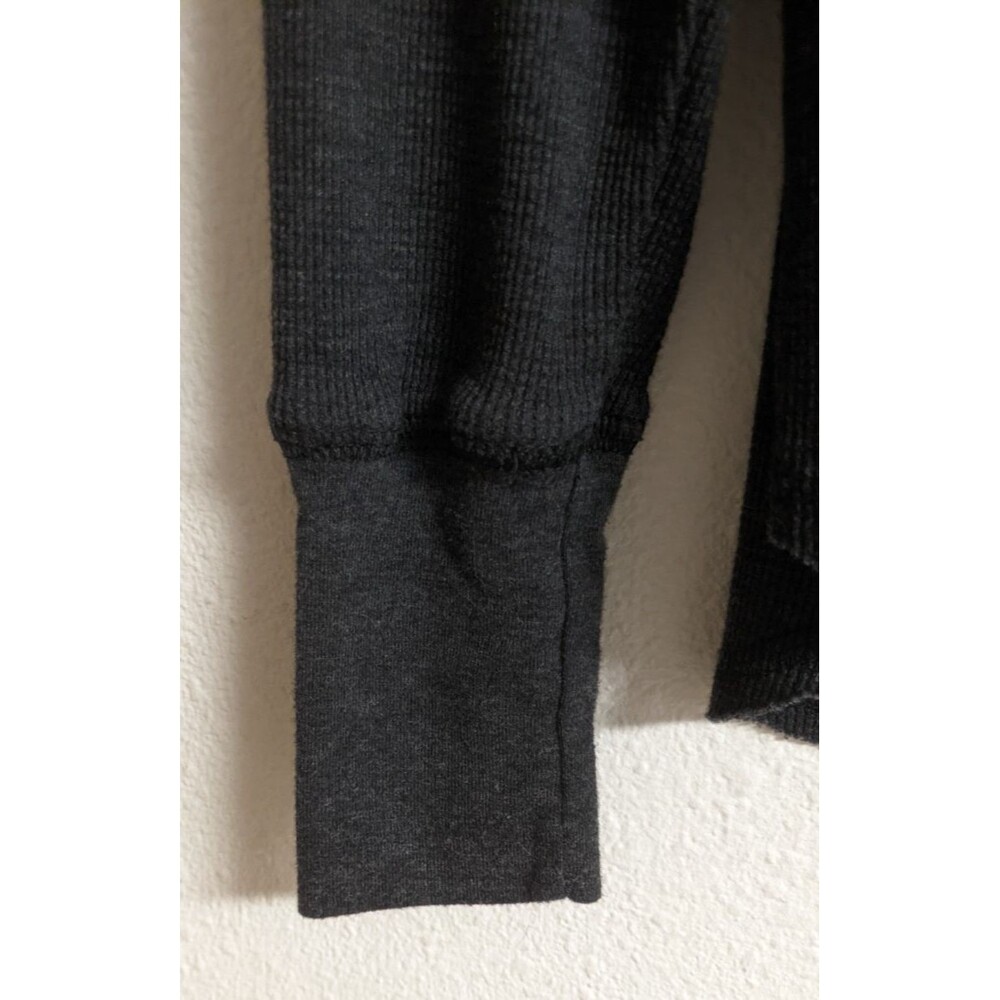 SUNDRY Charcoal Waffle Knit Graphic Long Sleeve Top  "Take it Easy" 1 or Small - Picture 7 of 10